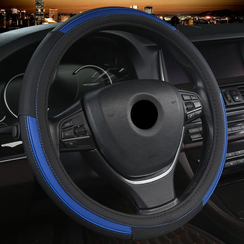 Износостойкая дышащая одежда крышка для рулевого колеса автомобиля Нескользящая универсальная 38 см крышка рулевого колеса для женщин и мужчин черный