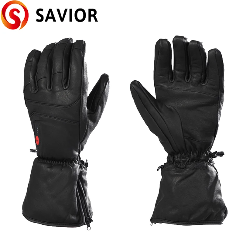 Savior Goatskin Electric Battery Heated Gloves for Winter Sports Motorcycling Riding Skiing Fishing Hunting SHGS06