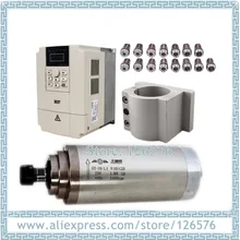 GDZ100-3.0 ER20 с водяным охлаждением 3 кВт Мотор шпинделя 24000 об/мин+ преобразователь частоты vfd+ 100 мм литой алюминиевый кронштейн+ ER20 1-13 мм