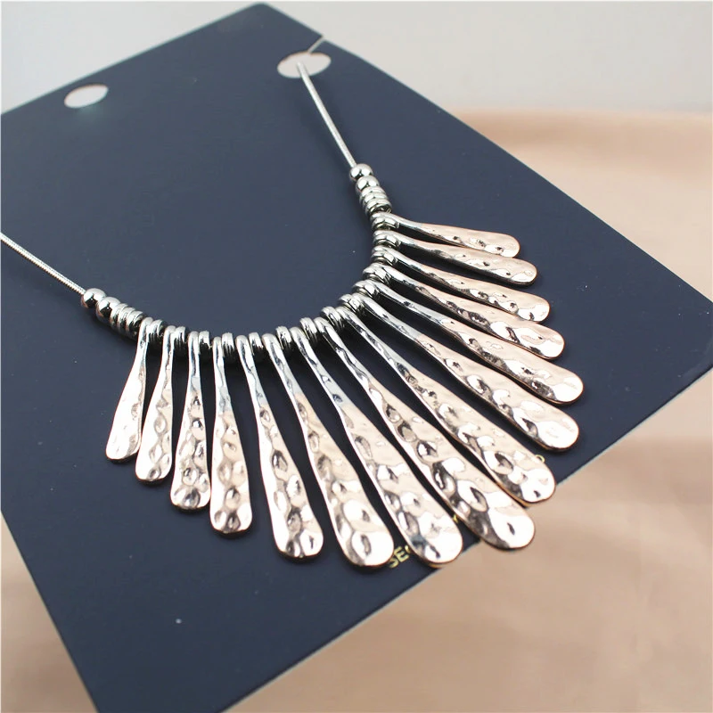 New Statement Metal Bar Double Color Plating Big Necklace for Women Female Party Fashion Geometric Punk Collar Necklace Bijoux