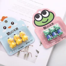 3 шт./упак. мультфильм животных лягушка цыпленок колпачки для карандашей Защитная крышка Карандаш расширитель топперы ручка Канцтовары Студенческая живопись