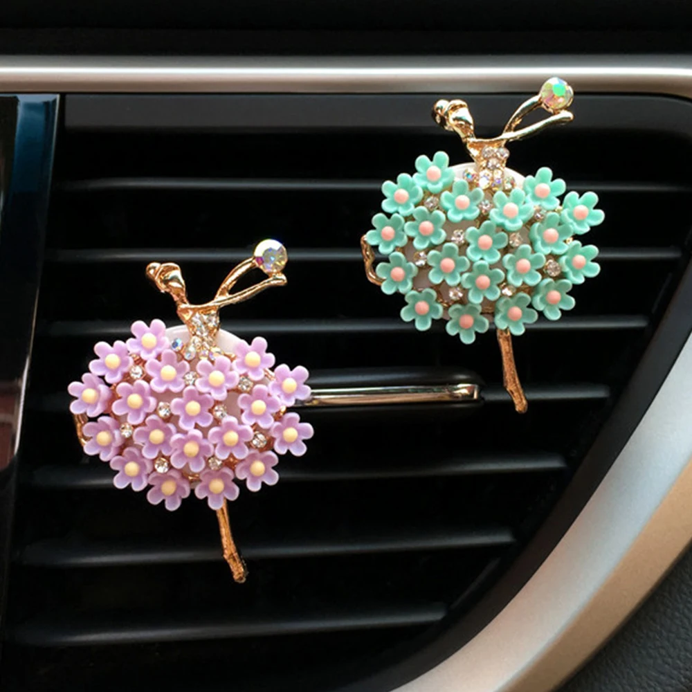 Car Air Outlet Fragrant Perfume Clip Air Freshener Diffuser Daisy Sunflower Ballet Girl Rose Shape Car Interior Accessories