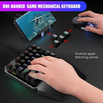 

Wired Game Keyboard Single Hand Keyboard Mechanical Feel Game Keyboard for Mobile Tablet Laptop PUBG Game 35-key Keyboard
