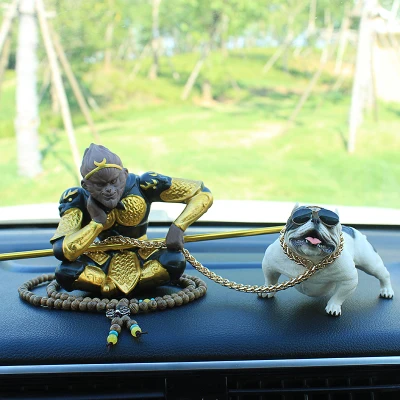 monkey and white dog Моделирование Американский Bully Pitbull автомобиль собака украшения для кукол милые украшения игрушки для автозапчастей аксессуары для интерьера дропшиппинг - Название цвета: monkey and white dog