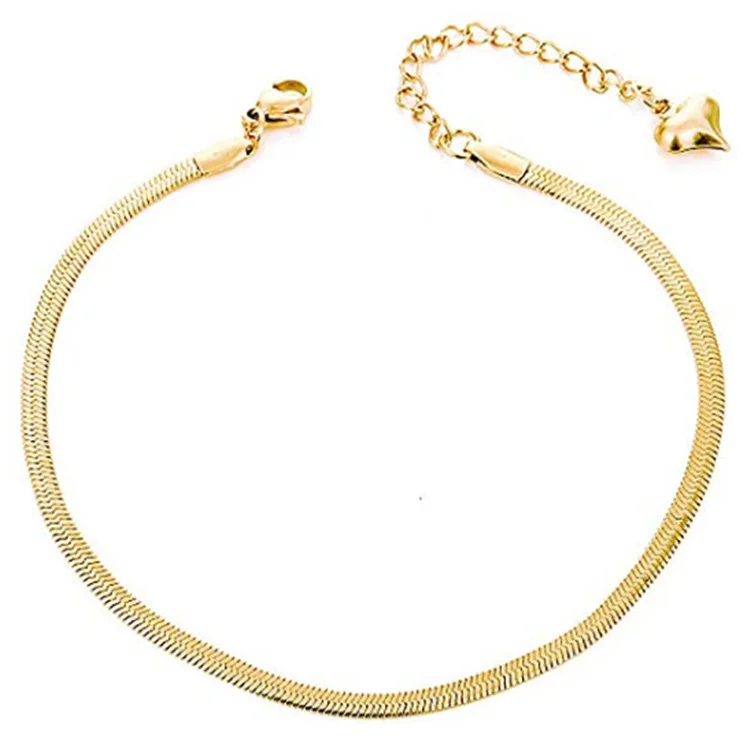 Stainless Steel Snake Chain Anklet for Women Summer Beach Gold Plated Anklets Fashion Jewelry ankle chains