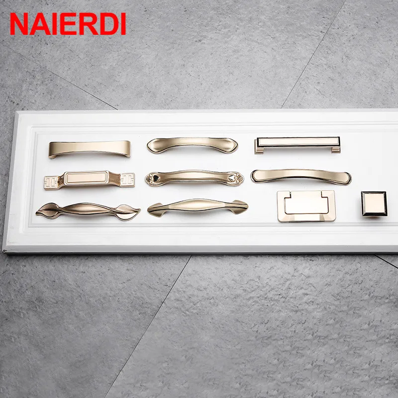 NAIERDI Европейский шкаф ручки Золото, цинк сплав кухонный шкаф ручки для выдвижных ящиков оборудование для обработки мебели