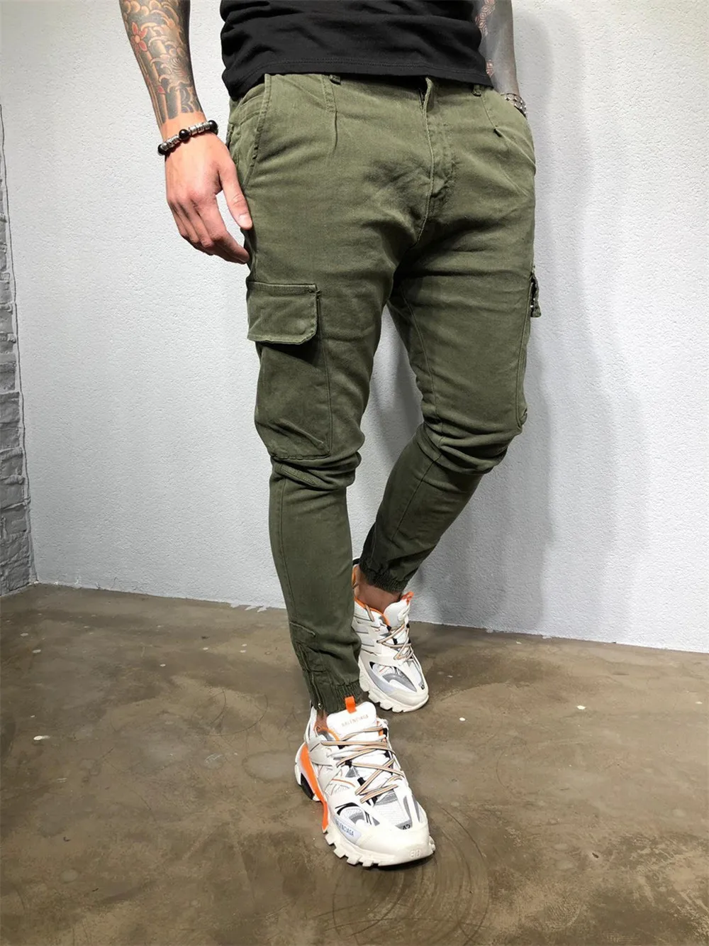 Стиль сафари мужские брюки Slim Fit спортивный костюм спортивные Джоггеры мужские длинные брюки с карманами модные обтягивающие однотонные шорты