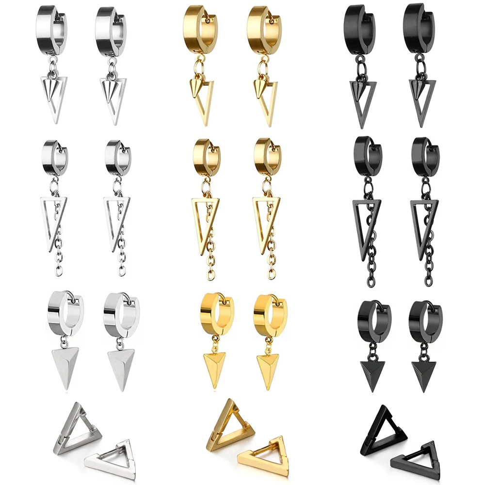 4 Styles Personality 3 Colors Hollow Triangle Punk Dangle