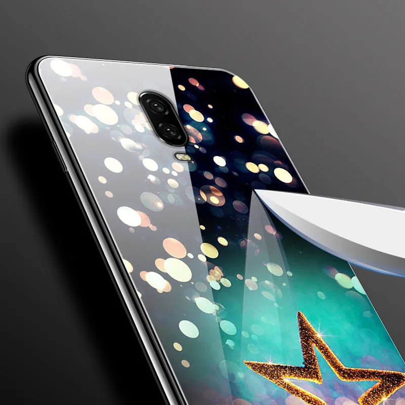 Закаленное стекло Чехол для Oneplus 6T Чехол One plus 6T Силиконовая рамка Жесткий ПК Красочная задняя крышка Для Oneplus 6T 1+ 6T Чехол для телефона