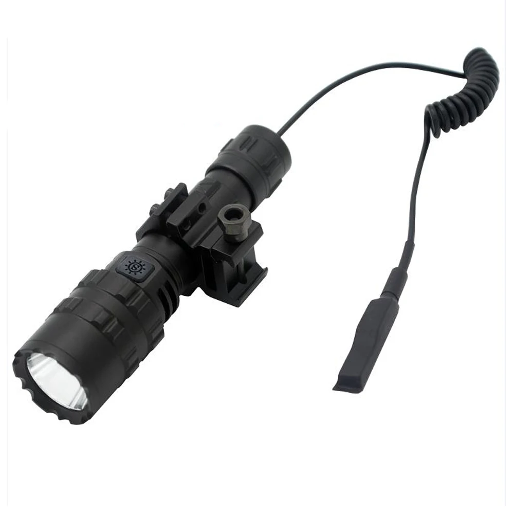 LED 사냥 전술 손전등, USB 충전식 스카우트, 매우 밝은 방수 18650 토치, 적색, 녹색, 백색