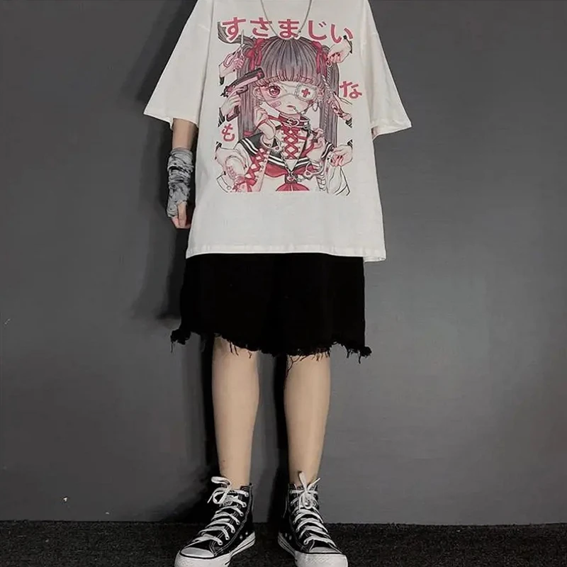 women Summer tee girl tops Goth Kawaii рубашка женская accessory album