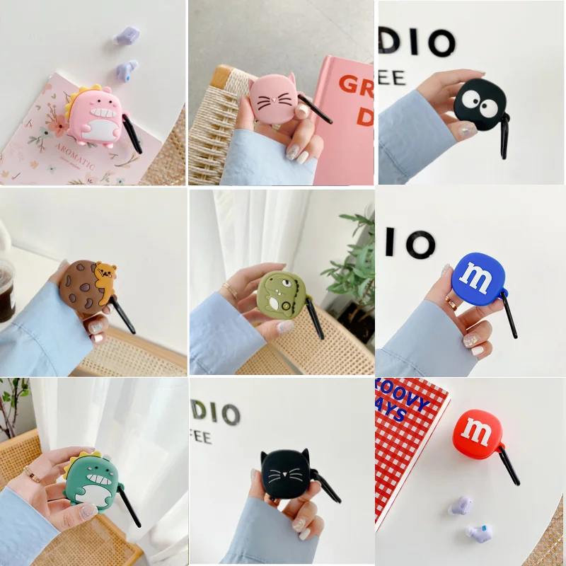 Милый мультяшный чехол для Baseus Encok WM01, чехол с забавным динозавром/медведем, силиконовый нескользящий чехол для наушников Baseus WM01 mini, чехол
