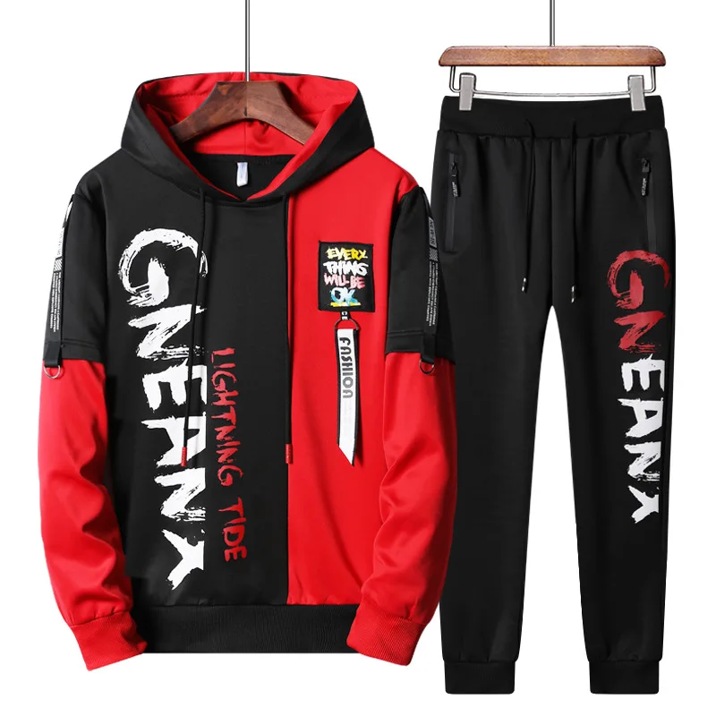 

New 2019 Brand Tracksuit Men Fashion Sweatshirts Sportswear Two Piece Sets Hoodie + Pants Track Suit Male Clothes Chandal Hombre