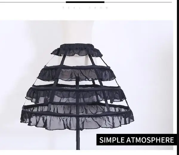 White Black 3 Hoops Crinoline  Wedding Petticoat with 3 Layers Ruffles  Tutu Underskirt Mariage Skirt Bridal Accessories 2022