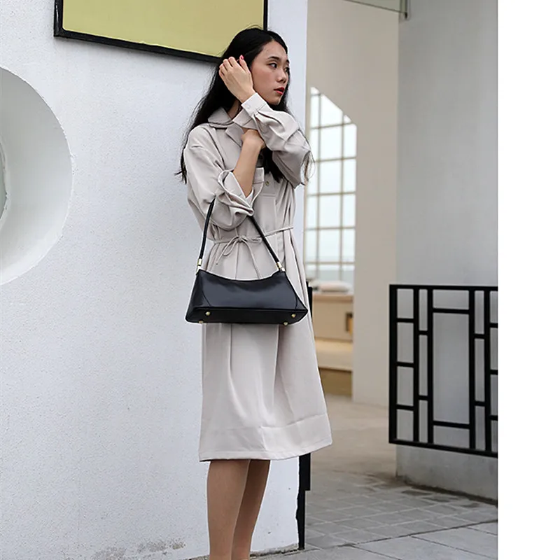 Новинка 2019 модная женская однотонная сумка на плечо из натуральной кожи в стиле