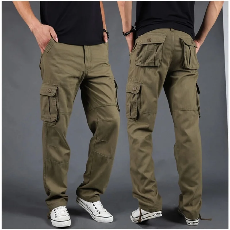 

High Quality Casual Cotton Pants Men Military Tactical Joggers Men Camouflage Cargo Pants Multi-Pocket Khaki Black Army Trousers
