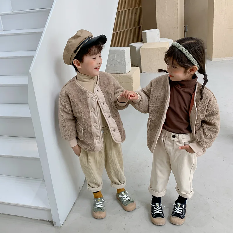 Down Jacket Children Jackets Children'S Cotton-Padded Jacket Boys And Girls Clothes Baby Down Cotton Inner Liner Double-Sided Wear Plus Velvet Warm Cardigan