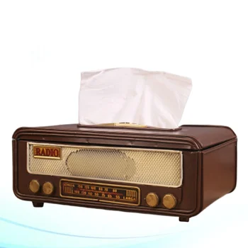 

Retro Box Shape Tissue Box Napkin Storage Container Paper Towel Holder for Home Bar Office