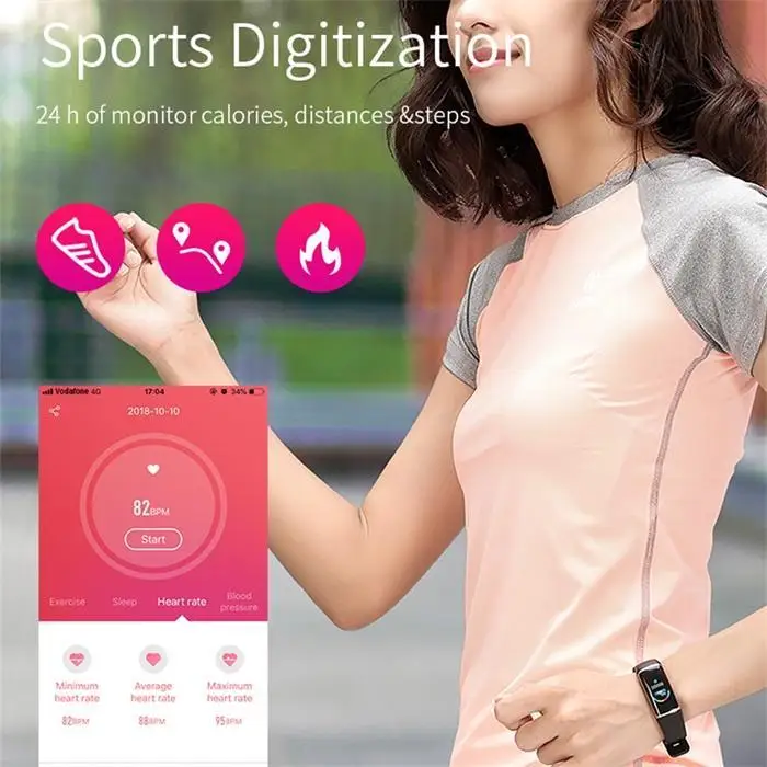 Smart Blood Pressure Measuring Heart Rate Pedometer Waterproof Running Step Counter Wrist Watch Fitness Tracker Pedometer
