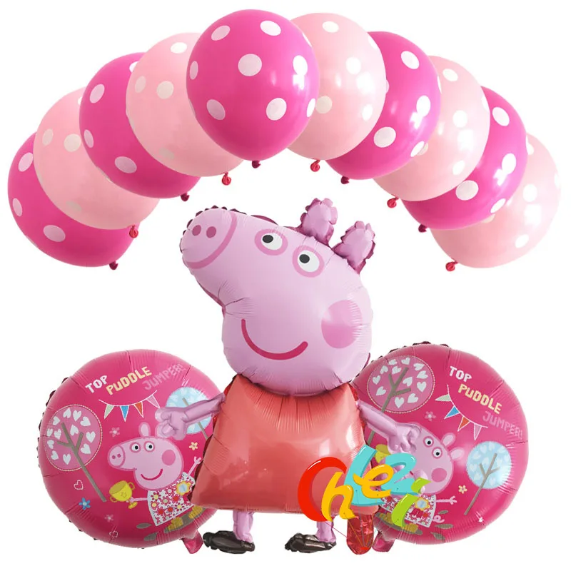 Style 1 13 шт. PEPPAPIG Фольга воздушные шары Детский наряд для дня Рождения вечерние украшения Дети шары Для мальчиков и девочек душ гелия точка латексные воздушные шарики, детские игрушки - Цвет: Style 1