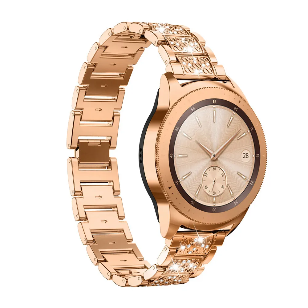 RoseGold Rhinesone браслет из нержавеющей стали для samsung Galaxy Watch 42 мм ремешок металлический браслет ремешок для samsung Active/gear S2 20 мм - Цвет ремешка: RoseGold