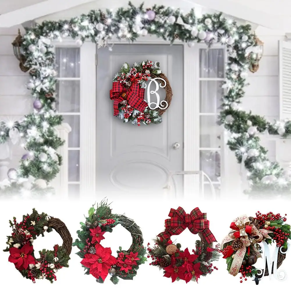 Christmas Wreaths Artificial Garland Door Hanging Decorative Supplies for Christmas Party Decoration#D0