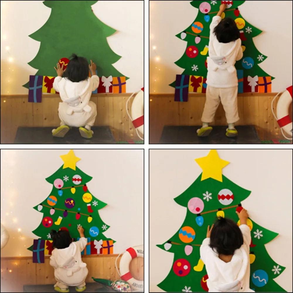 DIY Войлок Рождественская елка искусственные Подвески настенные подвесные декоративные наклейки рождественские домашние украшения детские игрушки