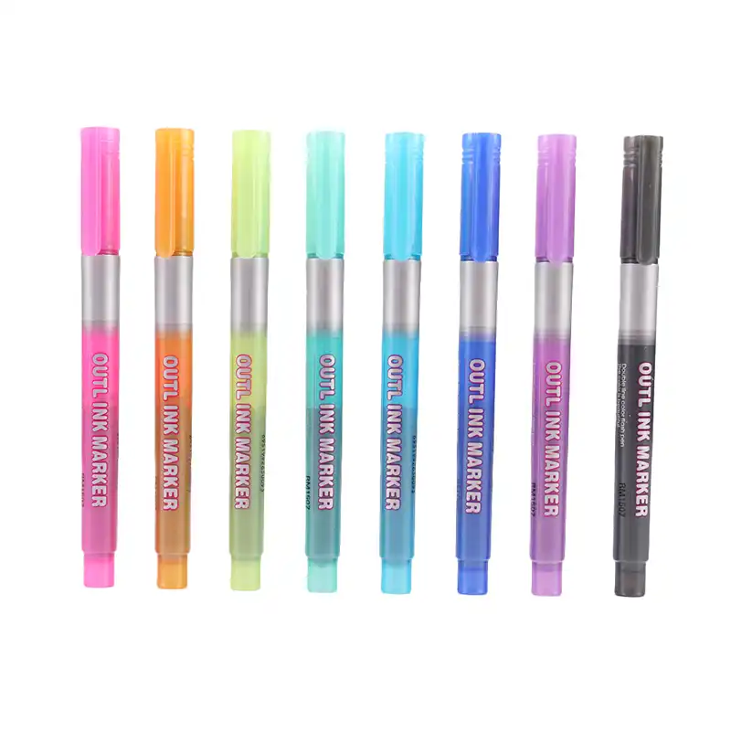 Double line pen. Double line маркеры. контурные маркеры magic pen. маркер двухцветный. контурные фломастеры.