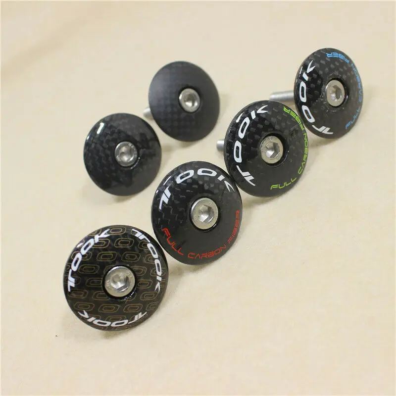 

TOOK 3K Headset Stem Top Cap Carbon Fiber T800 MTB Road Mountain Bike Superlight Stem Headset Top Cap Cover Bolt for 1-1/8" fork