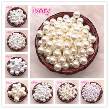 

Wholesale 6-16mm Have/No Hole White Ivoy Round Imitation Pearl ABS Beads Jewelry Findings DIY Earrings Accessories