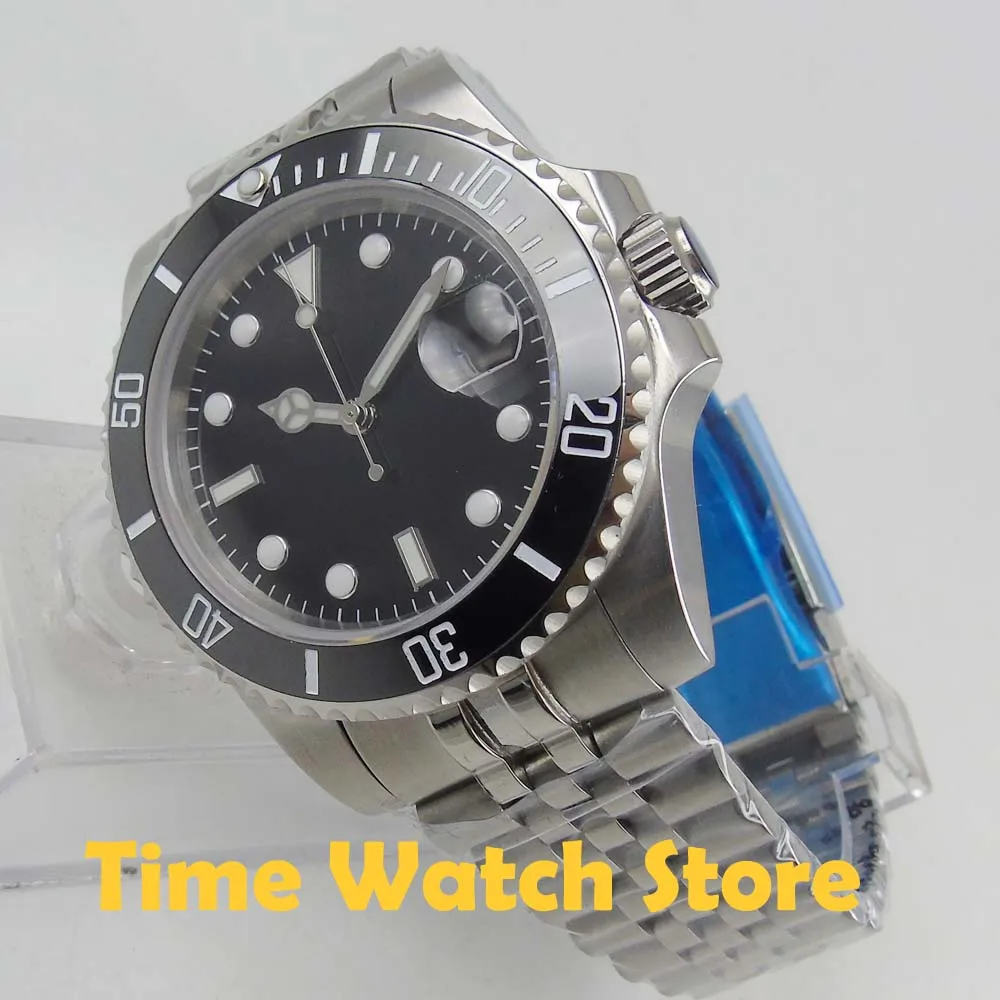  Bliger 40mm Miyota 8215 Automatic Men's watch sapphire glass black strile dial luminous waterproof 