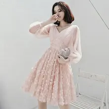 Новые модные короткие вечерние платья с длинным рукавом, сексуальные платья с v-образным вырезом, вечерние платья для торжеств