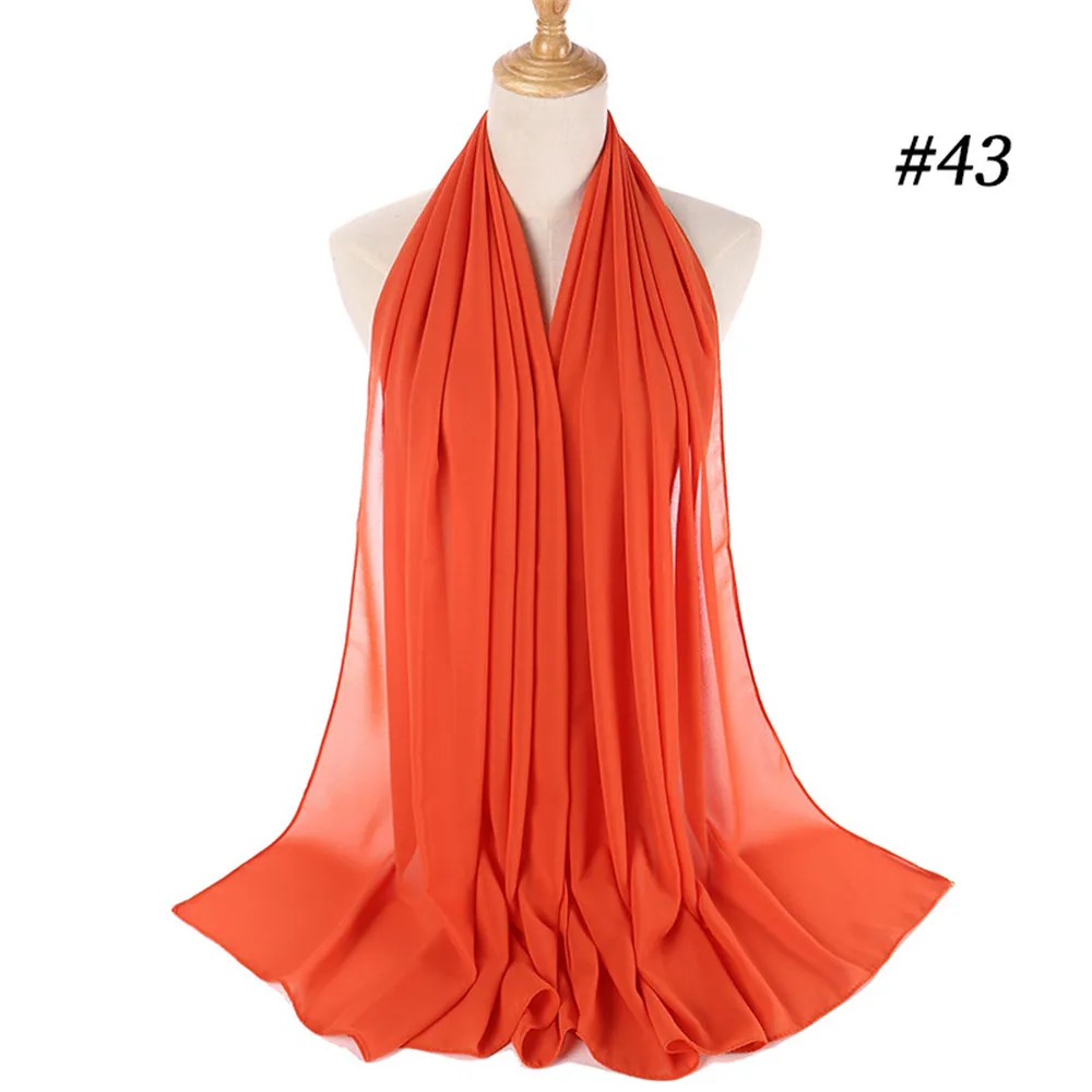 

Head Scarf Headwraps for Women Plain Bubble Chiffon Scarf Wrap Printe Solid Color Shawls Headband Muslim Hijabs Scarves 72*175CM