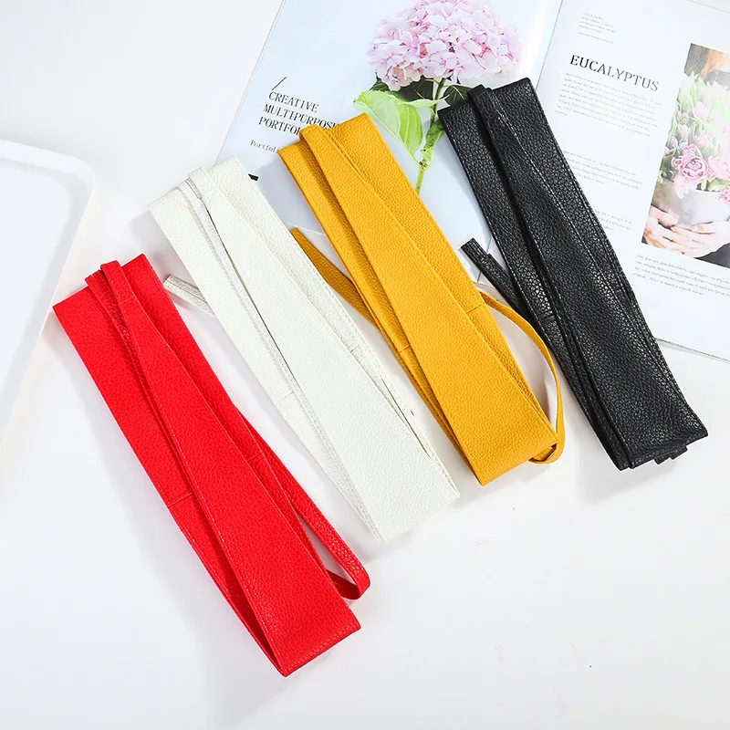 gold belt for dress Women Bow Belt New Lace Up Pu Belts for Women Straps Wide Waistband Female Black Red Silver Dress Fashion waist belt for women