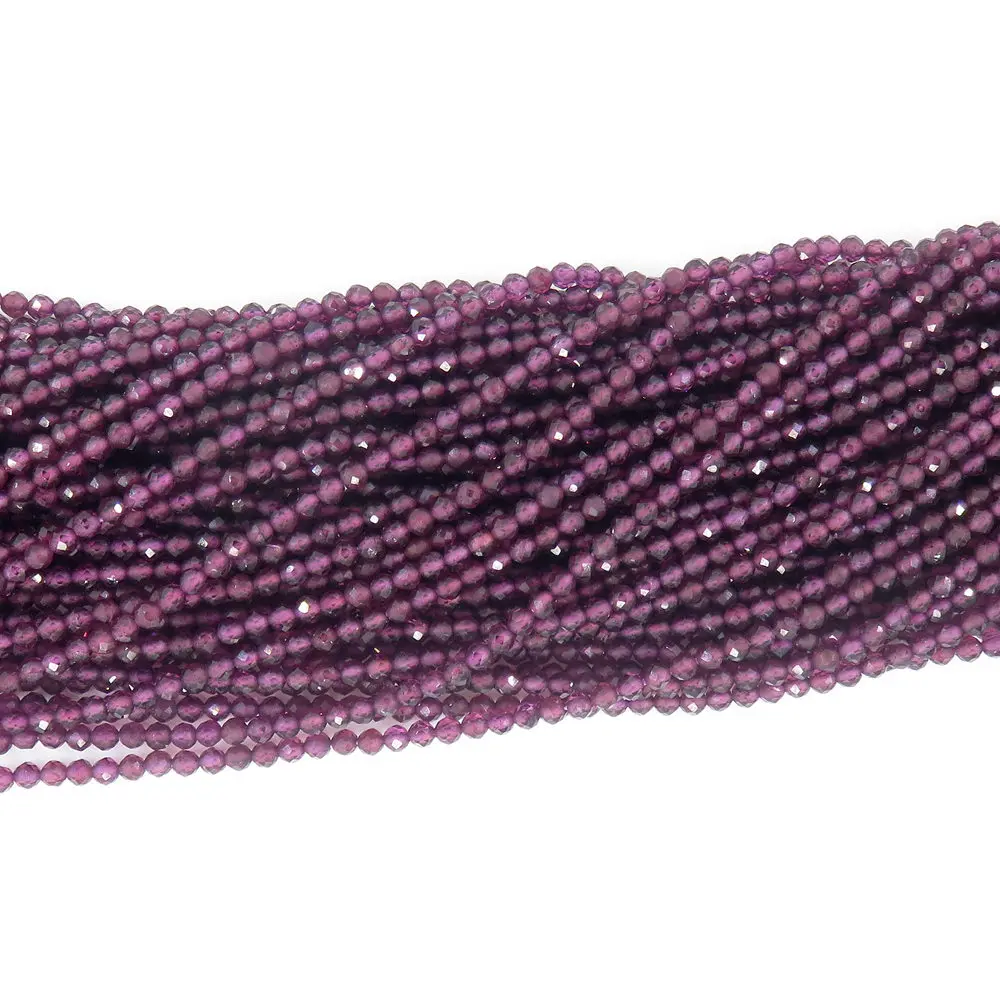 2 мм натуральный круглый граненый фиолетовый Гранат Камень тонкие бусины DIY аксессуары для ювелирных изделий Изготовление браслета ожерелья
