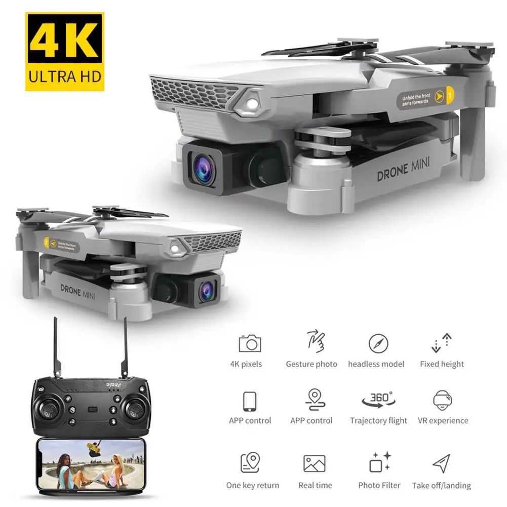 HJ15 Foldable WIFI FPV Mini Drone 4K 1080P HD Wide Angle Camera RC Quadcopter 