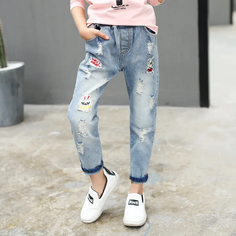 High Quality Children Ripped Hole Casual Jeans Pants New Spring Autumn Kids Broken Denim Trousers For Baby Boy Girl 3-10T