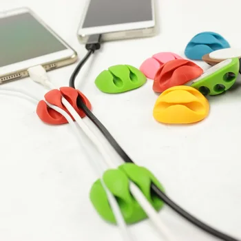 

USB Cable Organzier Silicone Charging Cable Winder Mouse Cable Holder Office Desk Arrange Flexible Cable Management Clip
