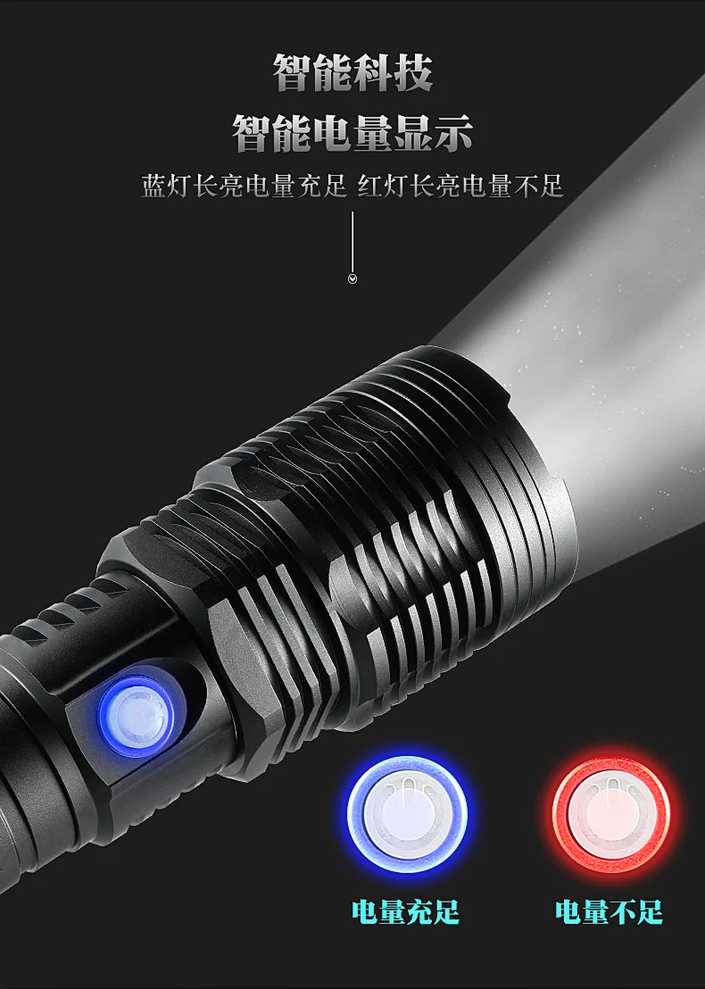 Portátil à Prova de Água Viagem ao ar Longo Alcance Lanterna Recarregável Livre Zoom Preto Iluminação Acampamento Ei50sd 5 Luzes e Iluminação