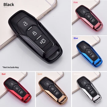 

3 Buttons Remote Car Key Fob Cover Shell Soft TPU Case For Ford Edge Explorer Mustang F-150 Keyless Car Key Case Holder Skin