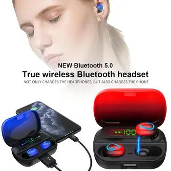 

2020 New Style Bluetooth 5.0 Earphones LED Display 8D Stero Waterproof Not Delay Game Sports Headsets With 1500mAh Charging Case