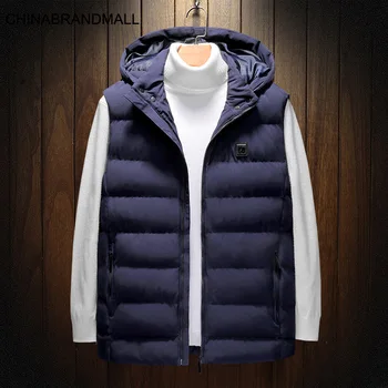 

Winter Men Plus Fat Plus Size Cotton Waistcoat Male Fat Man Leisure With Cap Cotton Waistcoat Keep Warm Vest