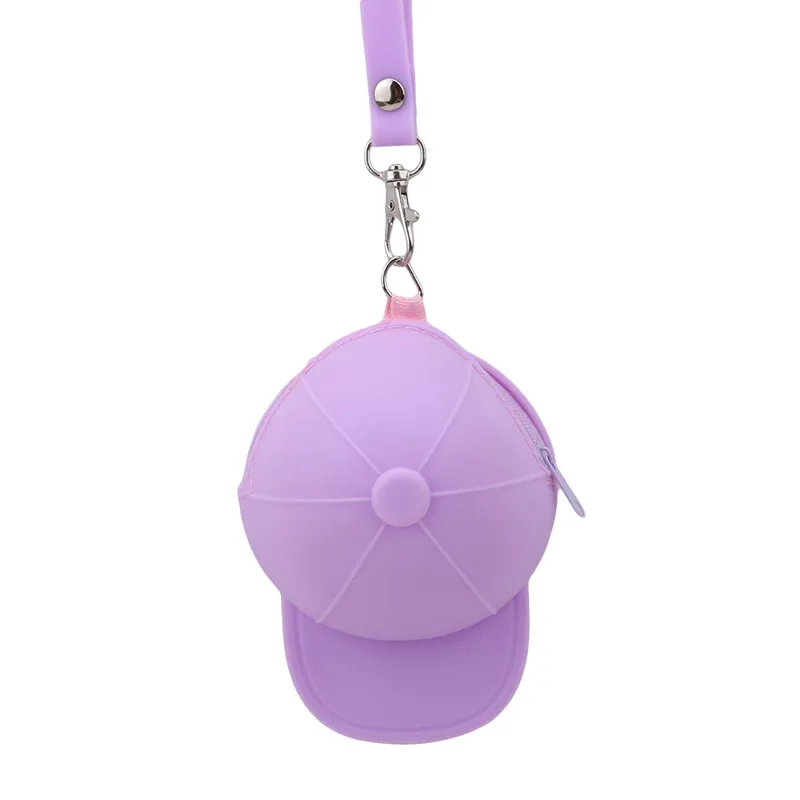 purple Милый мультяшный силиконовый мешок для монет, чехол для ключей, детские кошельки, карамельный цвет, кепка, мини сумка для хранения - Цвет: purple