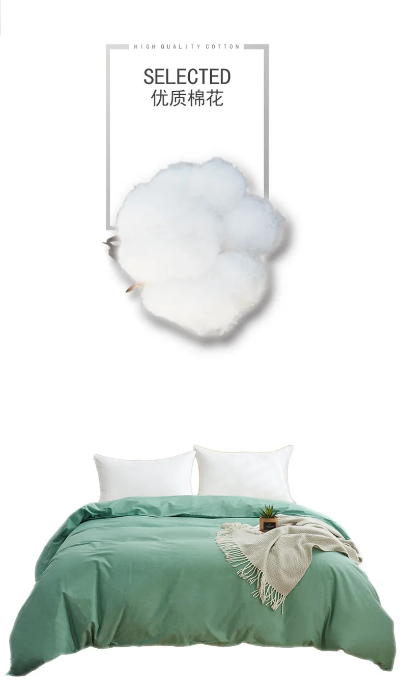 Description Picture 3 of itemWhite Duvet Cover Solid Color Comforter Cover Skin Friendly Fabric Quilt Cover Black King Size Bedding Cover