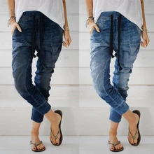 Джинсы для мам, повседневные, со складками, на завязках, средняя талия, женские Джинсы бойфренда, винтажные, для девочек, прямые, джинсовые штаны, уличная одежда, джинсы D30