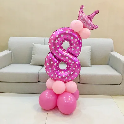 20 штук, розовые, синие фольгированные воздушные шары для малышей 0, 1, 2, 3, 4, 5, 6, 7, 8, 9 лет, праздничные украшения для детей