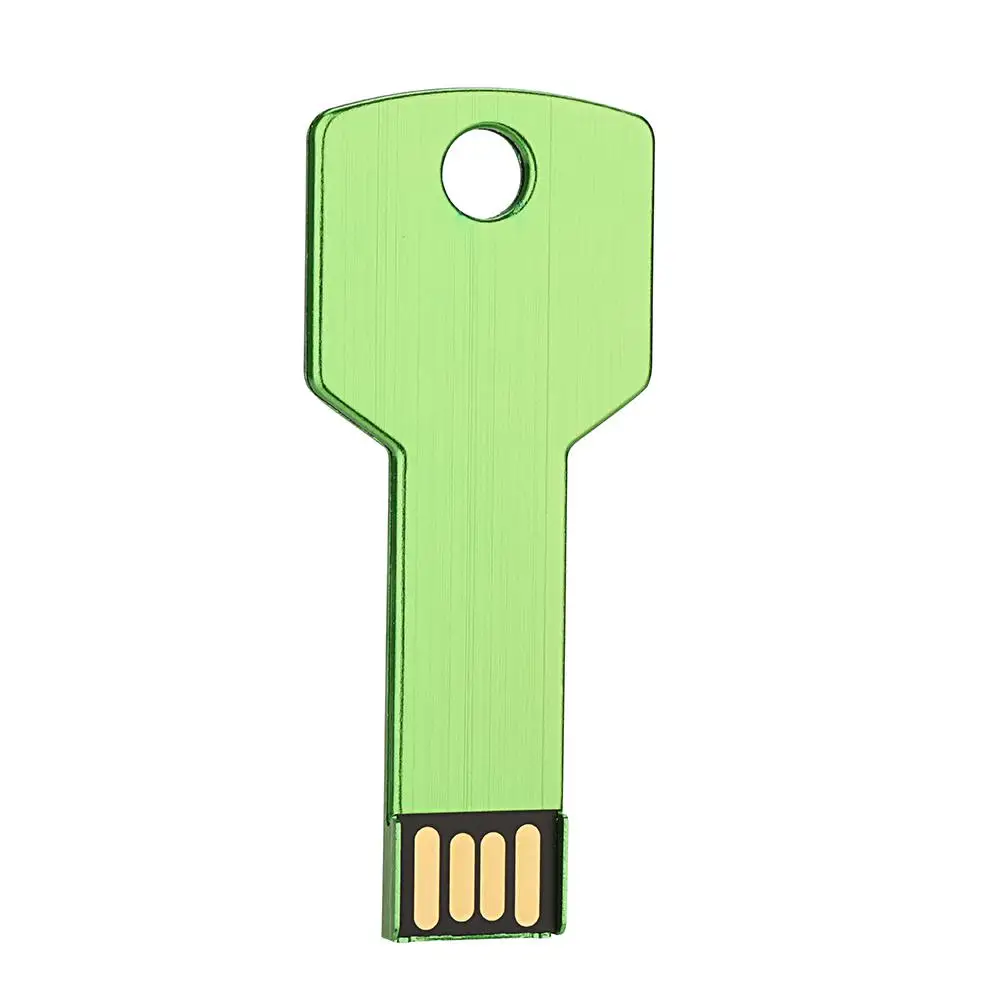 Металлический ключ USB флэш-накопитель 64 Гб фактическая емкость флешки 32 Гб U диск 2,0 128 ГБ 16 ГБ 8 ГБ 4 ГБ флеш-накопитель Memoria UsbCustom логотип - Цвет: Green