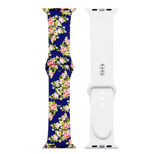 16 Ремешок с принтом для Apple watch 4 5 band 44 мм 40 мм iWatch 42 мм 38 мм силиконовый спортивный браслет ремешок Apple watch 4 3 2 1 Series 38 - Цвет ремешка: 16