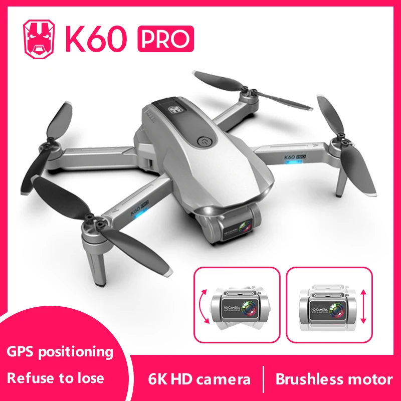 US $109.99 Drone K60 Pro Gps 6k 5g Hd Camera System Two Axis Gimbal Camera Brushless Motor Drones Stabilier Distance 12km Flight 30 Min