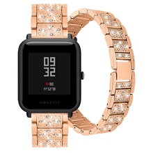 20 мм/22 мм металлический ремешок для наручных часов Xiaomi Huami Amazfit Смарт-часы Нержавеющая сталь со стразами идеально сочетаются с нарядным Ремешок Браслет для наручных часов Xiaomi Huami Amazfit